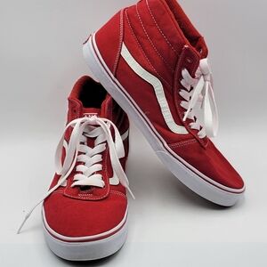 VANS Red High-Top Sneakers with White Accents SIZE 12‎ #1669